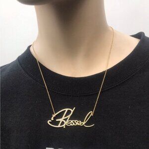 Crystal "Blessed" Pendant Necklace in 14K Gold Over Sterling Silver, 18" + 4" Ex